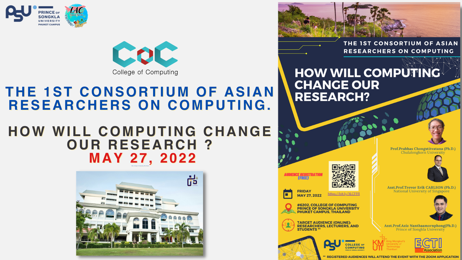 The 1st consortium of Asian researchers on computing, How will computing change our research? on May 27, 2022